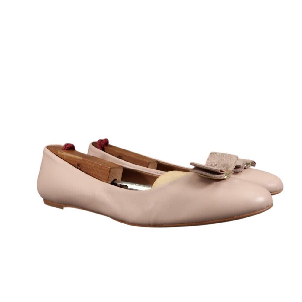 Bruno Magli Shoes Womens 39.5 Ballet Flats Leather Mina Bow Classic Career Beige